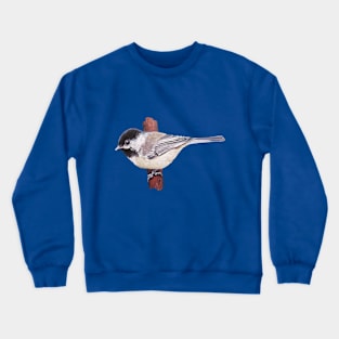Chickadee in the Cedars bird painting (no background) Crewneck Sweatshirt
